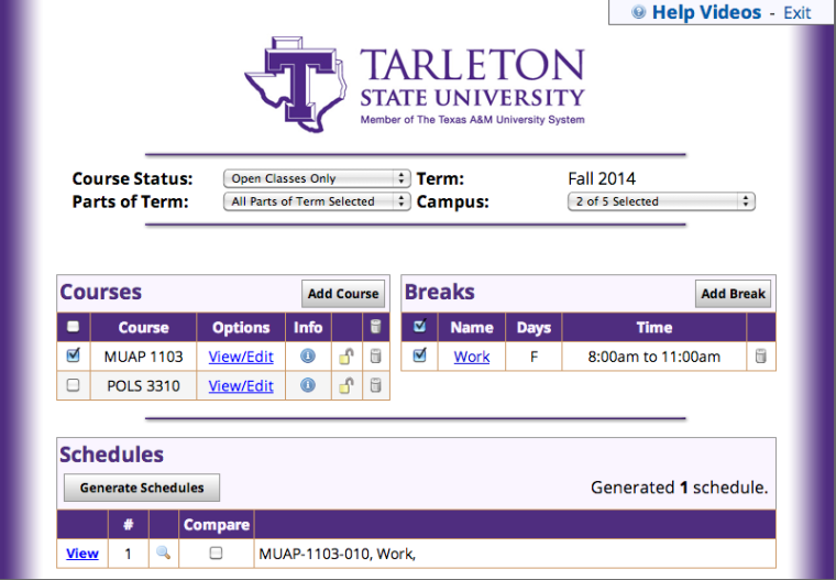 The College Scheduler allows students to input their preferences for class and free times.