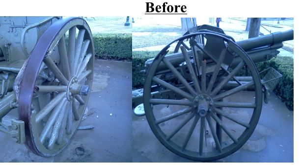 This year marks the third anniversary of the rejuvenated wheels on the World War I Howitzer cannon that has been stationed in front of the E.J. Howell building for over 80 years.