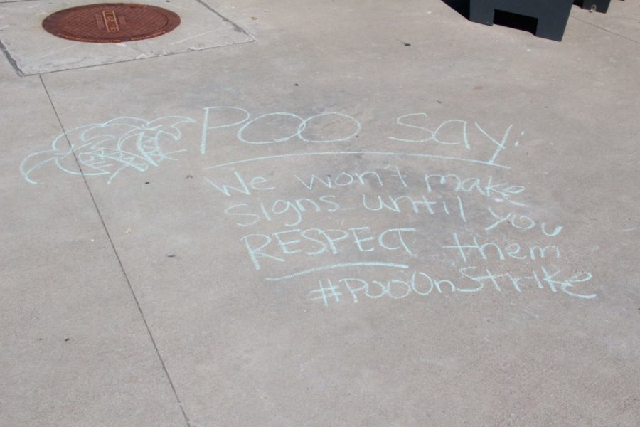 Messages like these can be seen around campus, drawing attention to the Poo strike and asking students to respect Tarleton traditions.