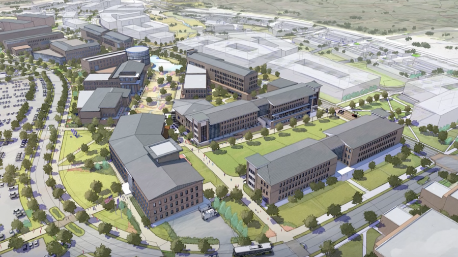Aerial over view of the design for the new Tarleton Forth Worth campus. 