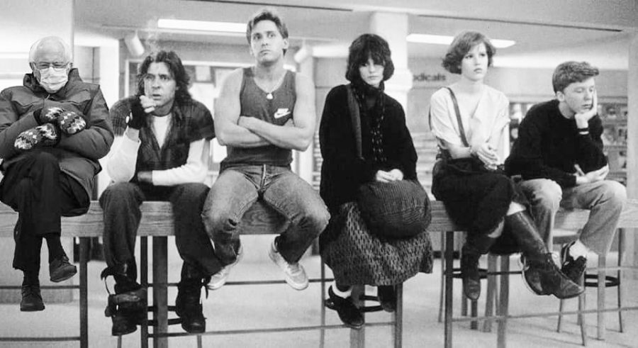 Bernie photoshopped into the famous library scene from The Breakfast Club.