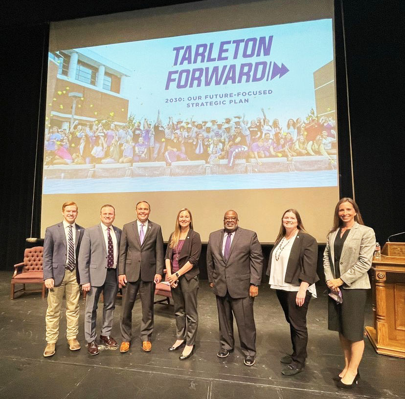 Dr. James Hurley and his panelists on April 8, 2021 delivering the Tarleton Forward 2030: Our Future Focused Strategic Plan.