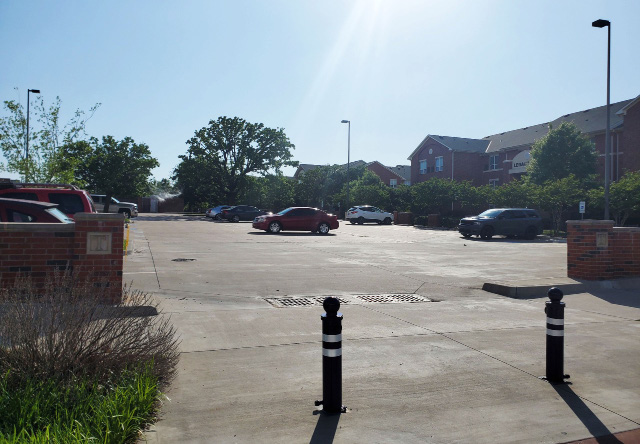 The parking lot located across from the Barry B. Thompson student center is a blue lot. Blue lots are faculty and staff parking lots, there are also multiple Green lots across campus open to all.