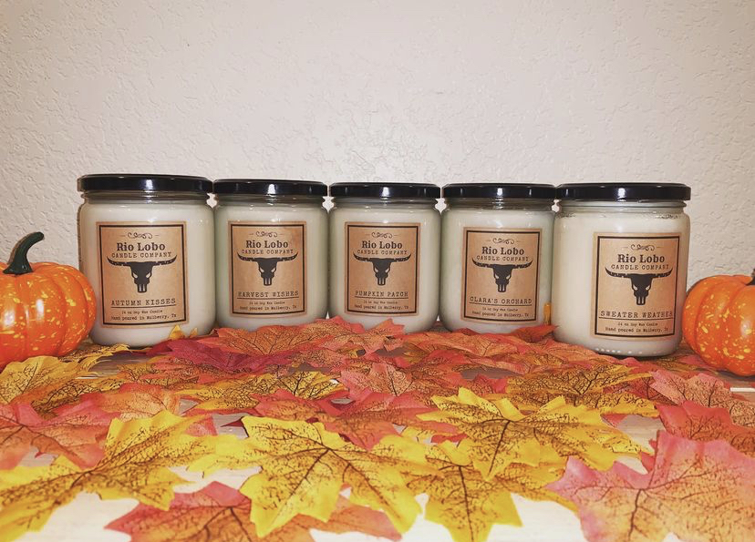 Rio+Lobo+Candle+Company%E2%80%99s+fan-favorite+candles+include+Autumn+Kisses%2C+Harvest+Wishes%2C+Pumpkin+Patch%2C+Clara%E2%80%99s+Orchard+and+Sweater+Weather.+Each+candle+is+made+with+soy+wax+to+help+maintain+wick+sustainability.+