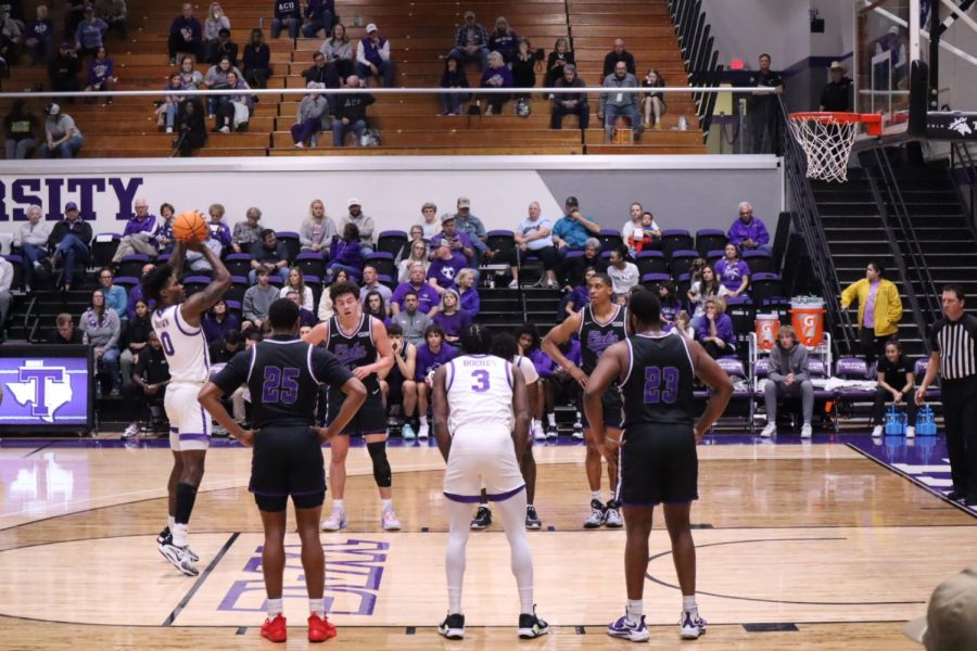 Rod Brown shooting a free throw during a game against Abilene Christian on Jan. 14 